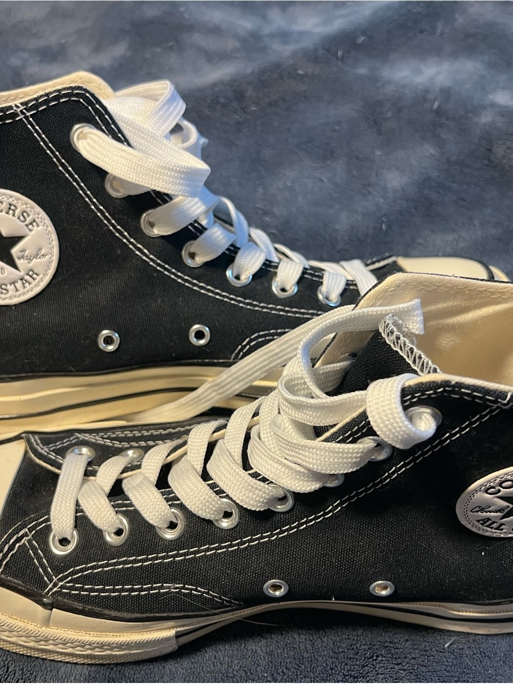 Converse Black High Top Canvas Sneakers with White Laces